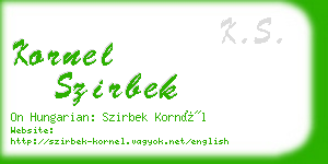 kornel szirbek business card